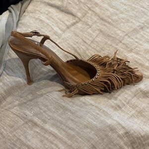 Jeffrey Campbell Tan Fringed Heels